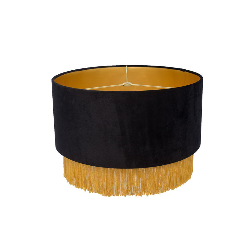 Abat-jour tambour en velours (araignée), H 8,66 po x l 13,78 po x P 13,78 po, Noir