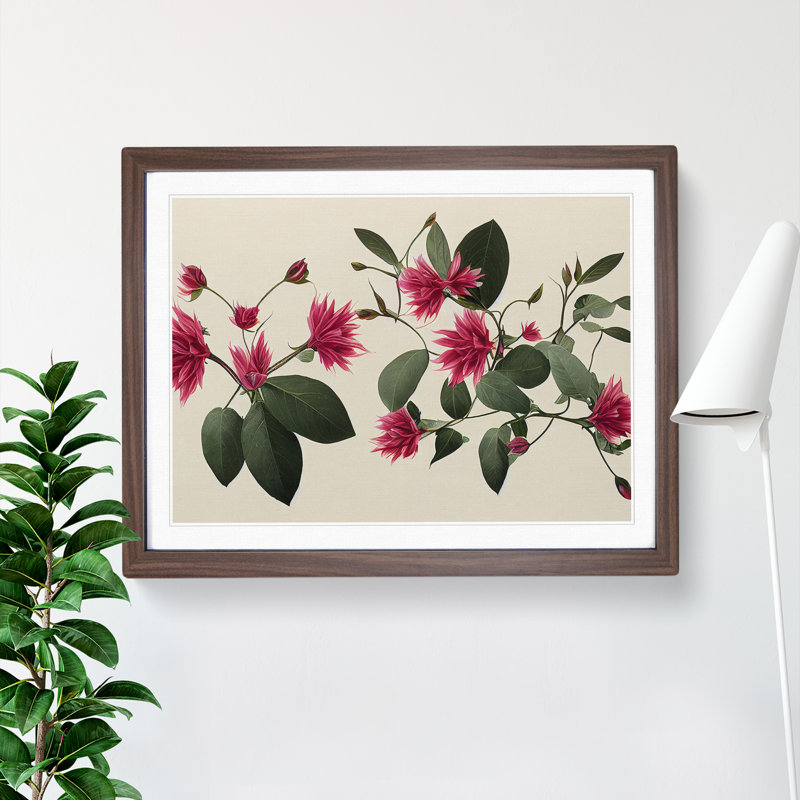 Serene Flowers - Framed Print, 46cm H x 64cm W x 2cm D, Walnut