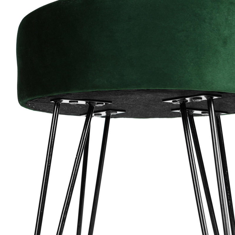 Harbour Housewares Round Velvet Footstools, Black, Green