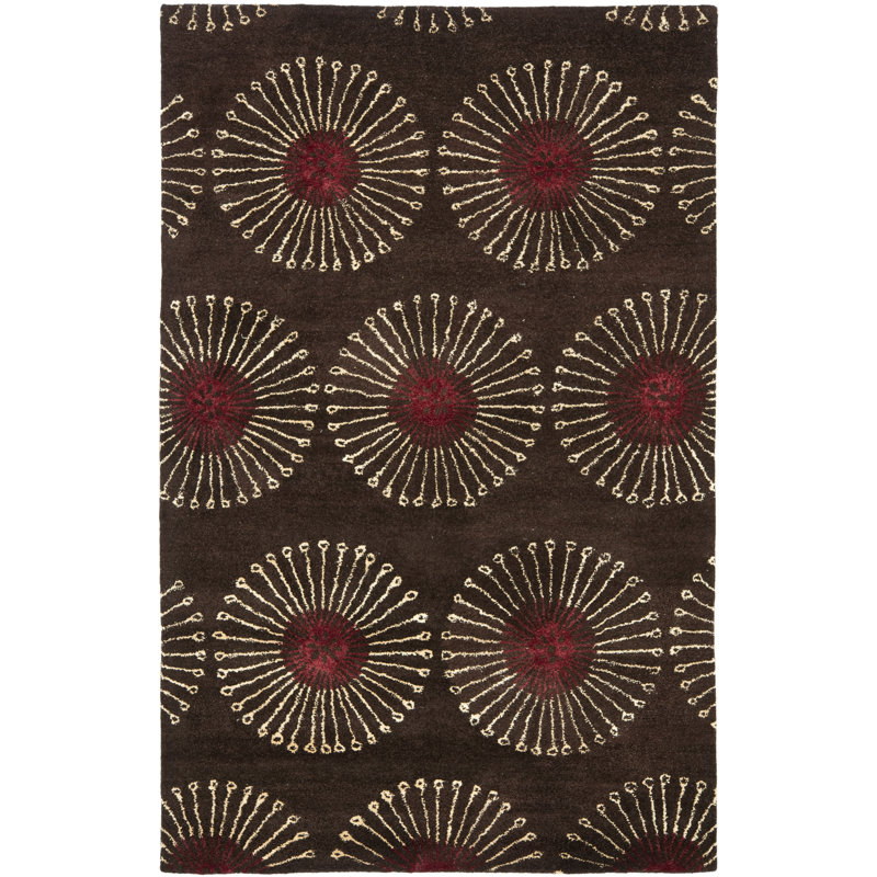 Tapis brun / brun clair en laine touffeté à la main Avayah, Rectangle 5 pi x 8 pi
