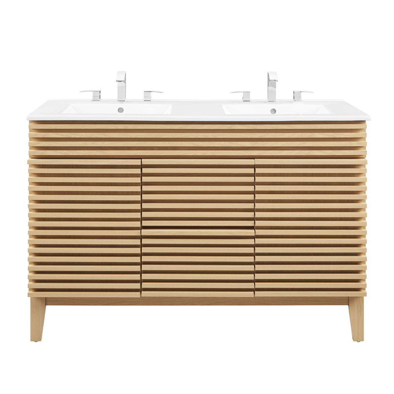 Modway Render 48" Double Sink Bathroom Vanity, Oak