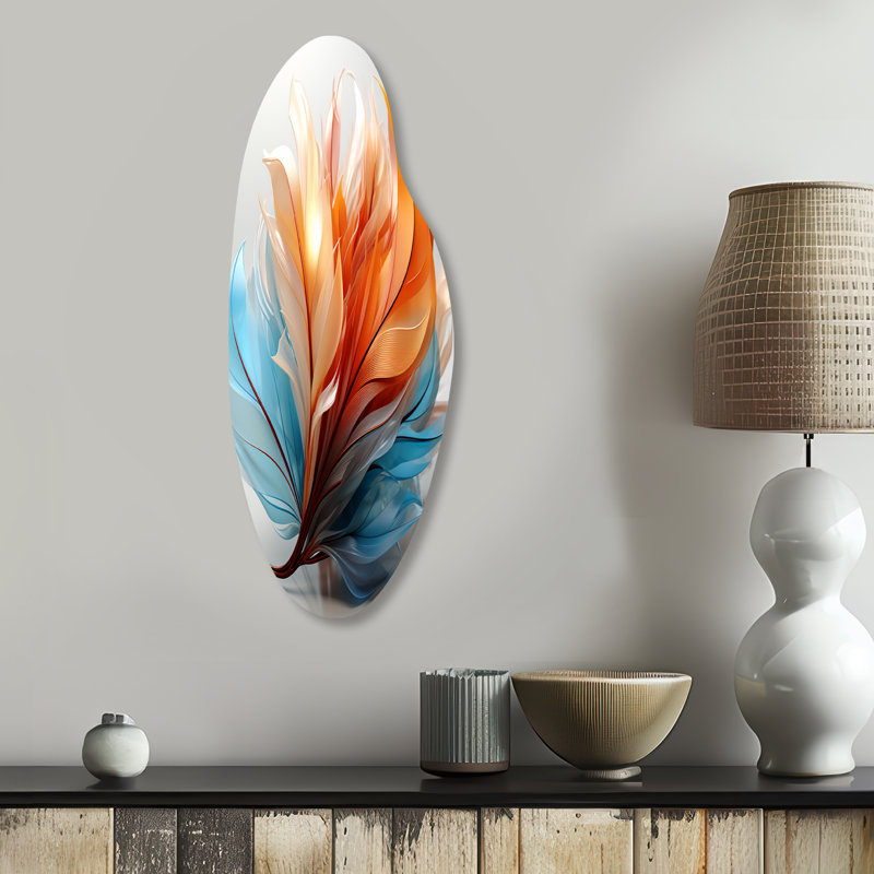 Ines - Plumes incurvées, art mural asymétrique en métal, H 30 po x l 11 po