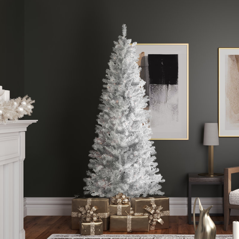Sparkle White Spruce Pencil Artificial Christmas Tree, ClearDura-Lit® Incandescent, 6.5' H