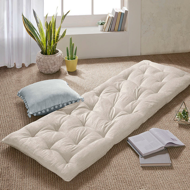Poly Chenille Lounge Floor Pillow Cushion Ivory 27", Ivory, King