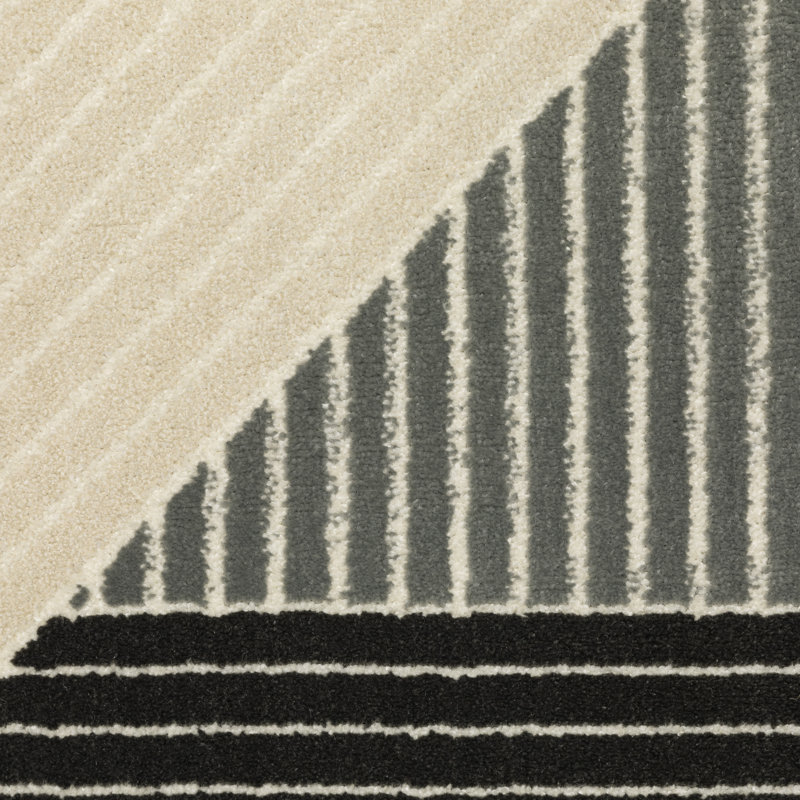 Tapis géométrique noir / ivoire Arata, Rectangle 6'7" x 9'6"
