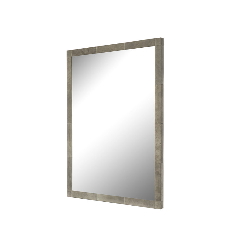 Glass Framed Wall Mounted Accent Mirror in Antique Frosted Mirror