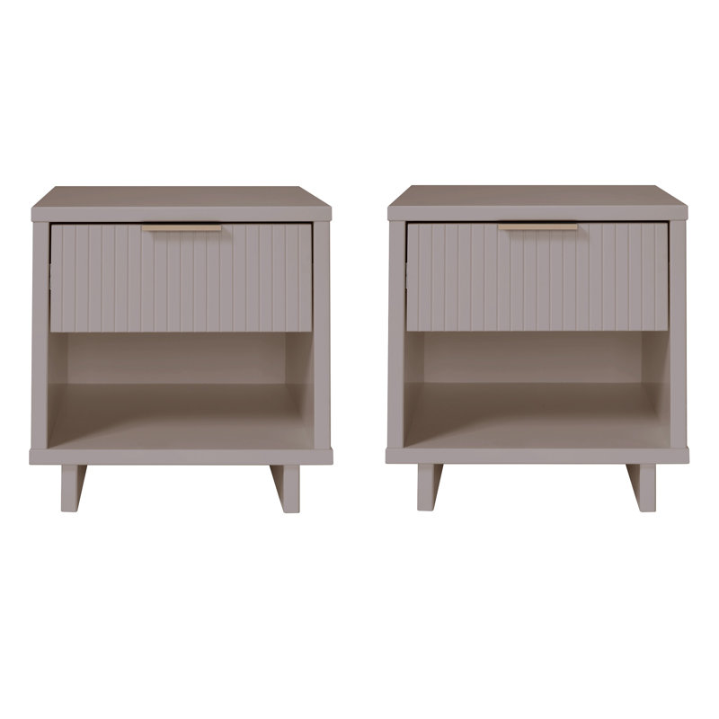 Laureli 18.11'' W Solid Wood Nightstand, Light  Gray, Set of 2
