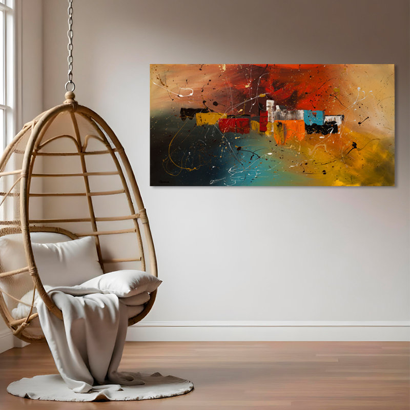 Célébration par Cguedez, reproduction de peinture à l'huile sur toile tendue, H 24 po x l 48 po x 1,5 po