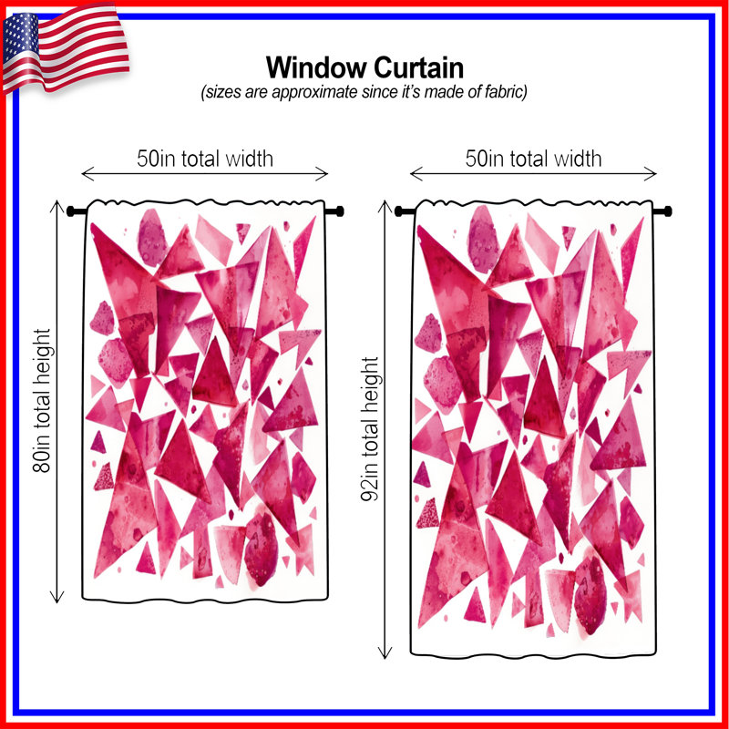 Rideaux géométriques à motif de triangles roses, Blocage, 50 po x 92 po - 1 panneau