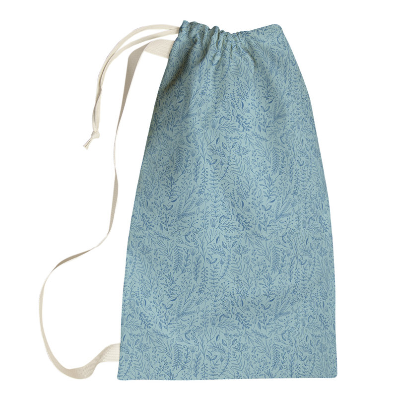 Leffel Fabric Laundry Bag with Handles, Small ( 64" H x 20" W x 1.5" D), Blue/Gray