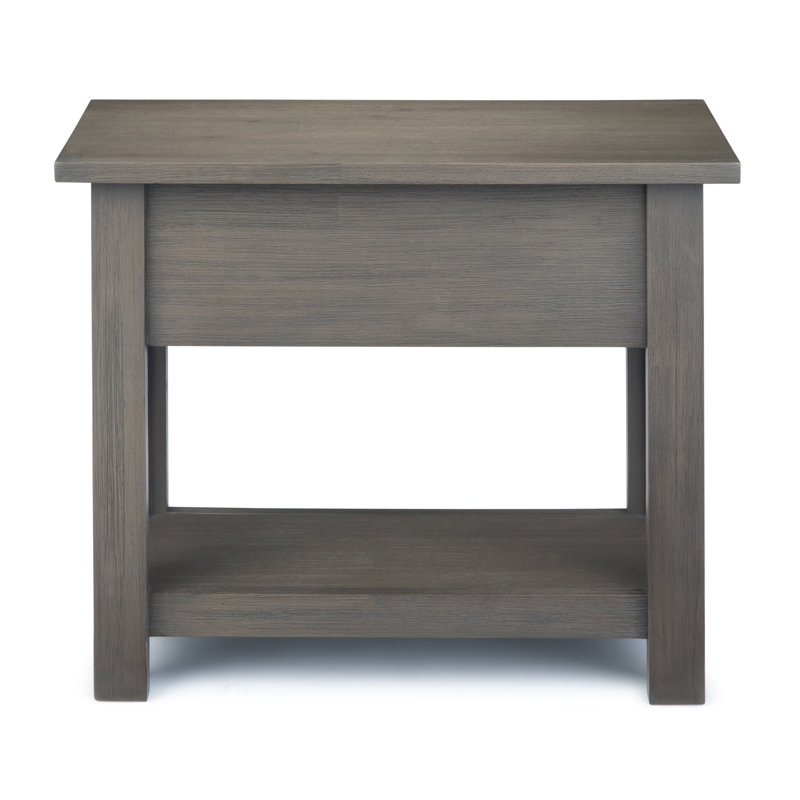 Table de bout étroite et contemporaine en bois d'acacia massif avec tiroir et tablette Wyandotte Monroe, Gris champêtre
