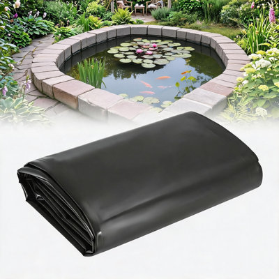 20 Mil HDPE Pond Liner - Heavy Duty, Leak-Proof, UV Resistant Black Liner for Outdoor Koi Fish Ponds, Waterfalls, Fountains, Water Gardens - Flexible Cut-to-Size -15x20ft