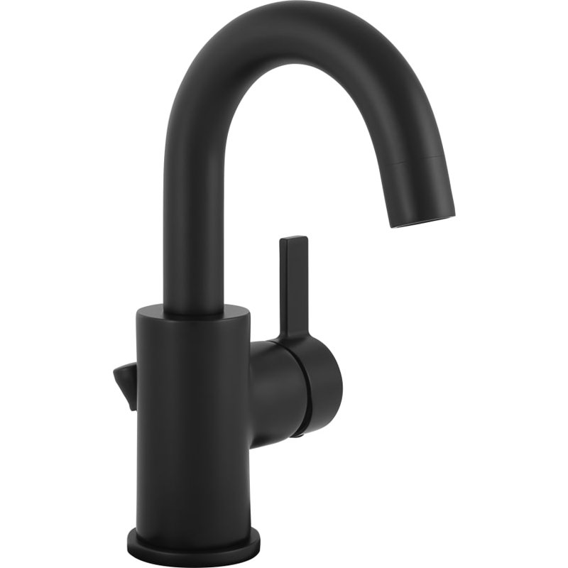 Single-Hole Bathroom Faucet with Drain Assembly, Matte Black