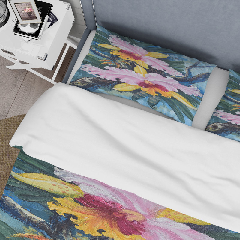 Vintage Forest Orchids I - Ensemble de housse de couette traditionnel - Microfibre de polyester