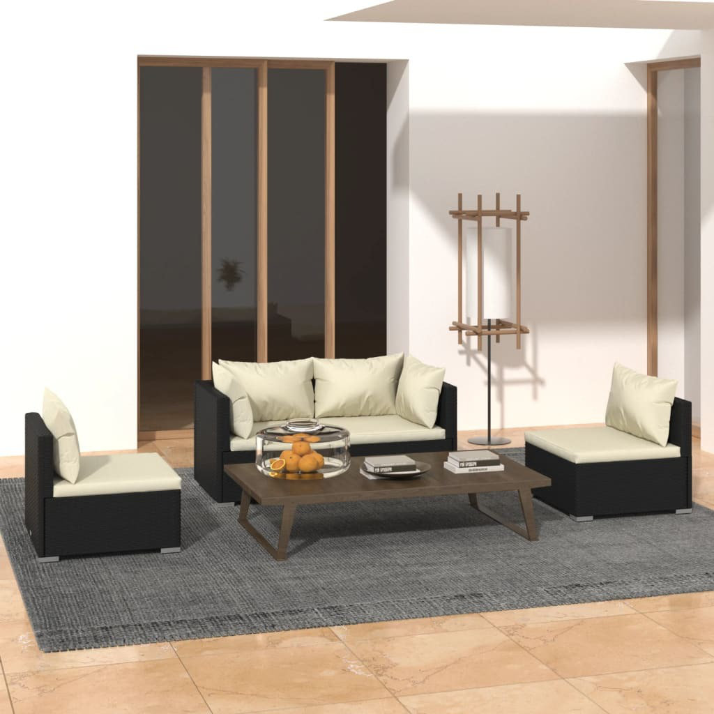 4-Sitzer Lounge-Set Jayliyah aus Polyrattan mit Polster