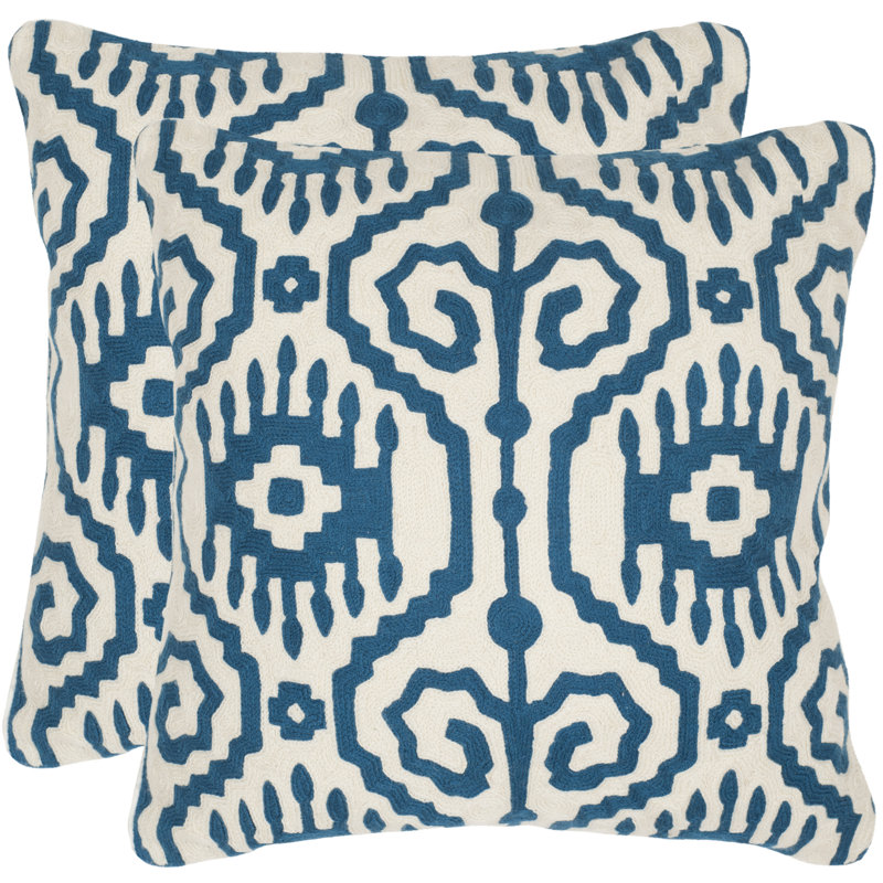 Embroidered Feather Throw Pillow