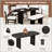 Solid Wood Dining Table Set with Bench - 6-Piece Upholstered Rectangular Dining Room Table Set with Bench