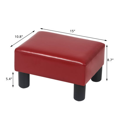 Flannel Small Footstool Ottoman For Footrest, Modern Rectangle Step Stool Extra Seating With Non-Skid Plastic Legs For Living Room, Couch, Entryway