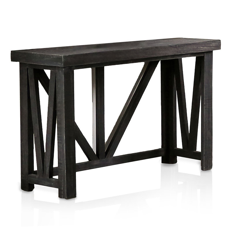 Shwana 48'' Solid Wood Console Table, Rustic Black, Rustic Black