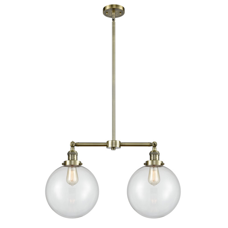 Lustre unique à 2 lumières Clermont, Ampoule non incluse, Laiton antique