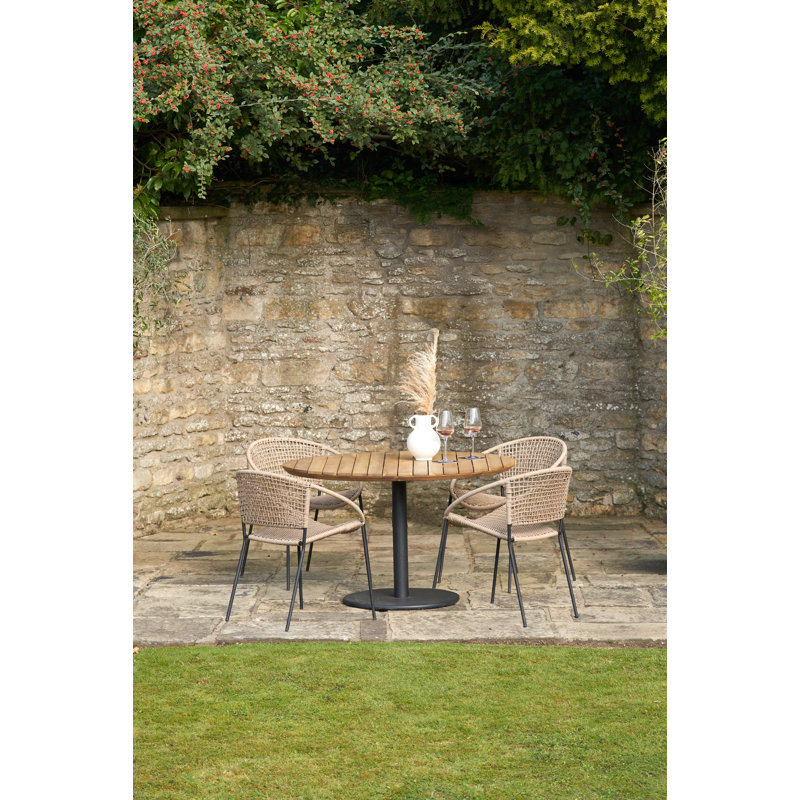 Duplantis 4 - Person Teak Patio Dining Set with Round Table, Brown
