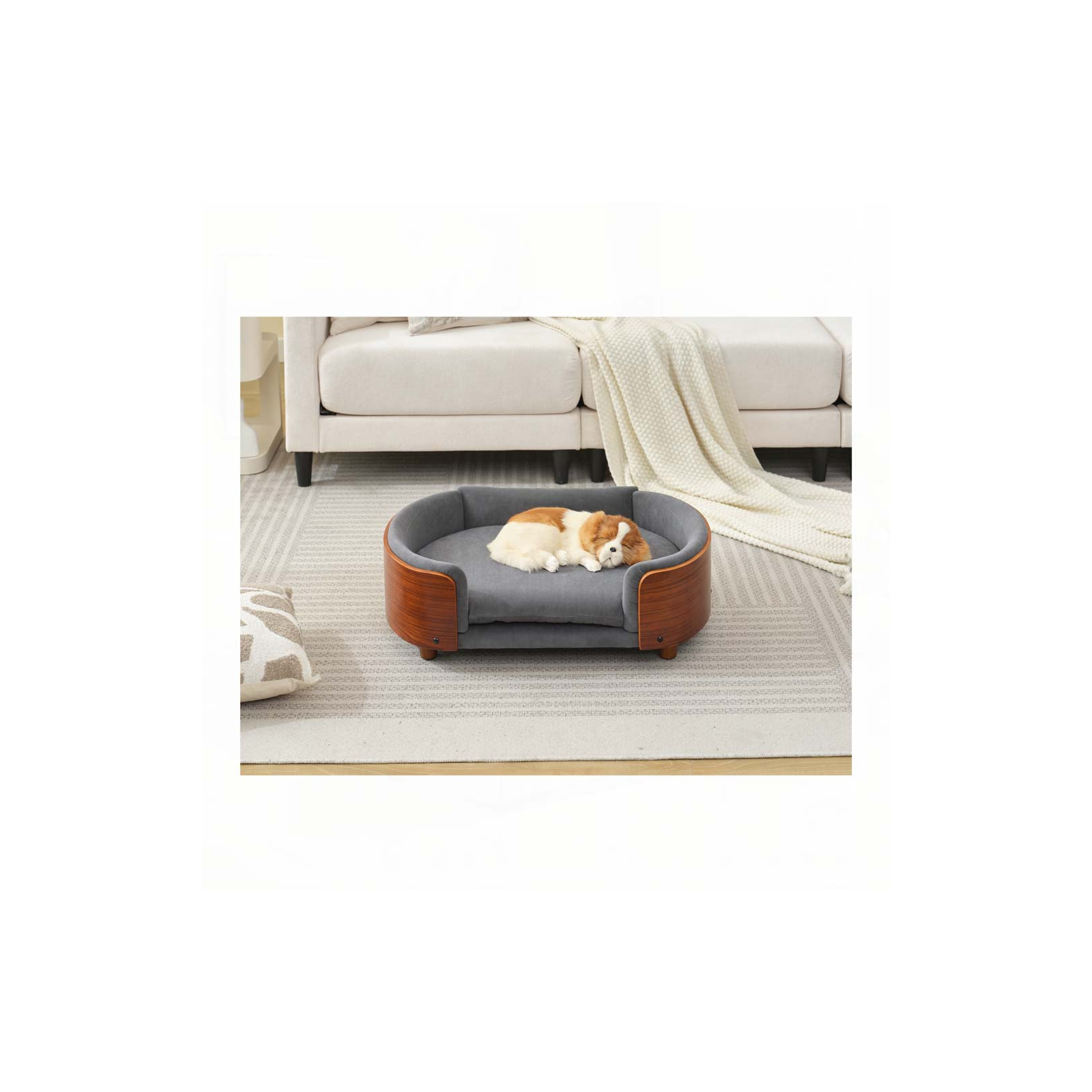 Inira Pet Bed, 30.7" W x 20.08" D x 9.85" H, Beige/Brown
