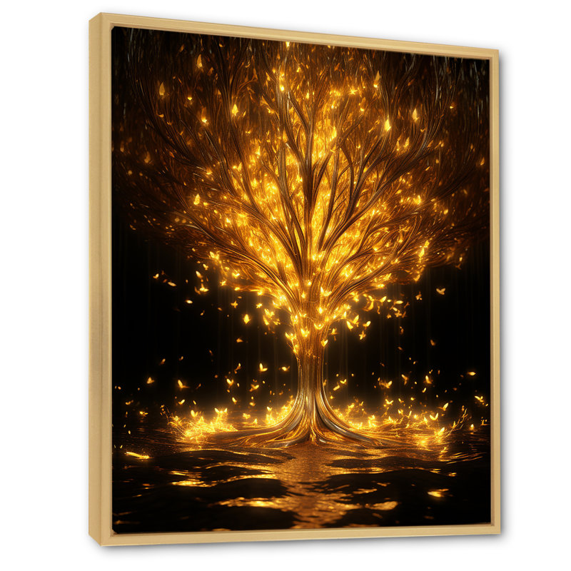 Golden Tree Of Bliss, H 20 po x l 12 po x P 1 po, Cadre naturel flottant