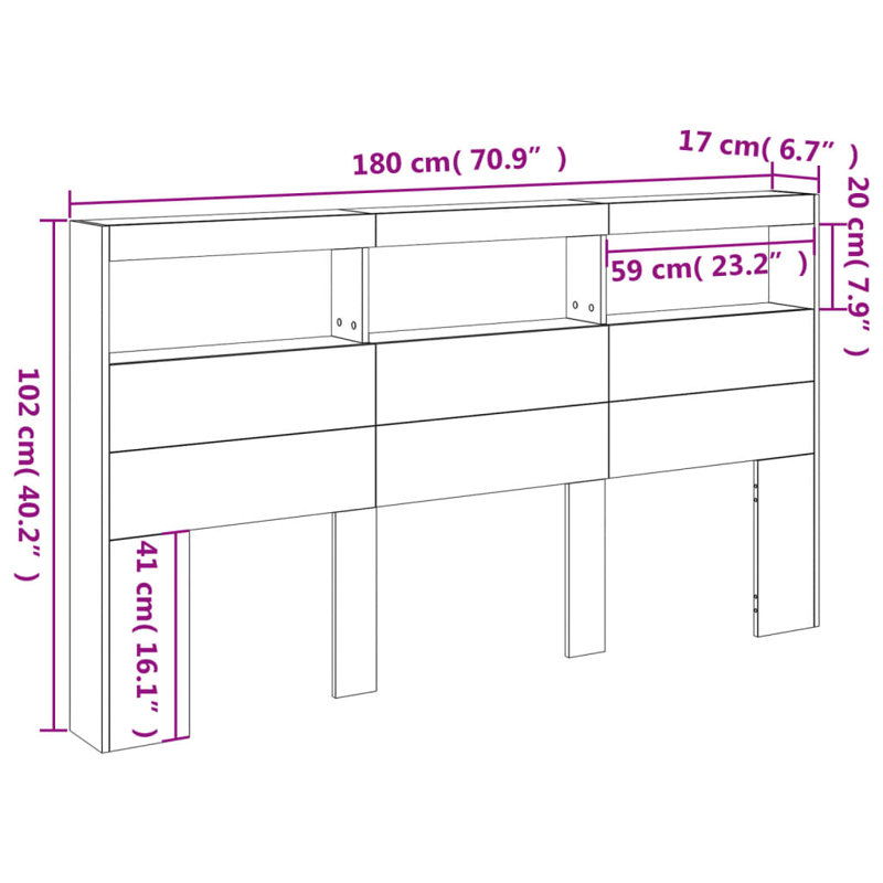 Cedria Headboard, Super King - 180 x 200 cm, Sonoma Oak