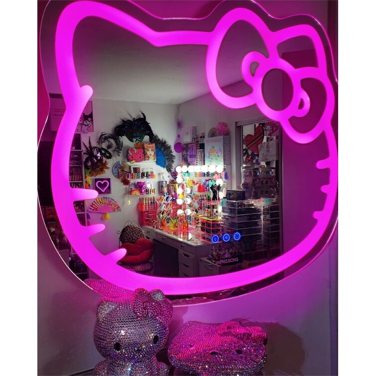 Impressions Miroir mural Hello Kitty avec Wi-Fi, Miroir de courtoisie de  maquillage sensible au toucher intelligent avec contrôleur d'application et
