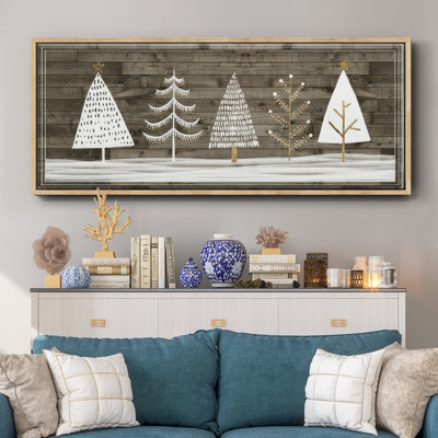 Wooded White Christmas Collection D- Framed Canvas