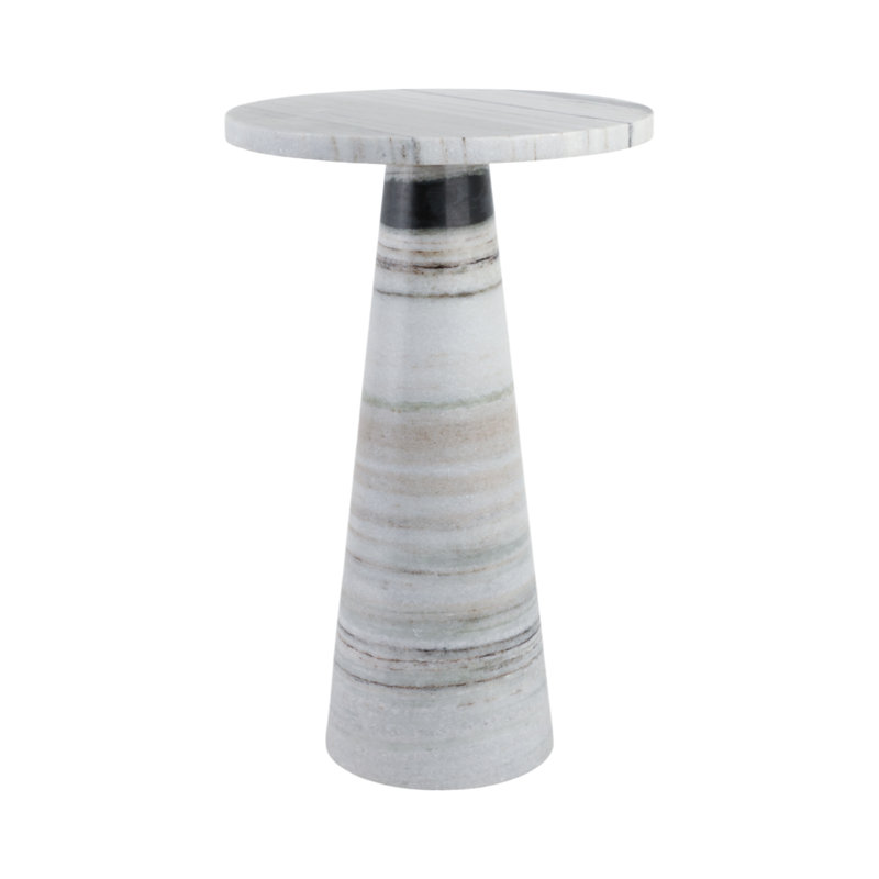 Marble Accent Table with Sleek Tapered Base in Modern Minimalist Design