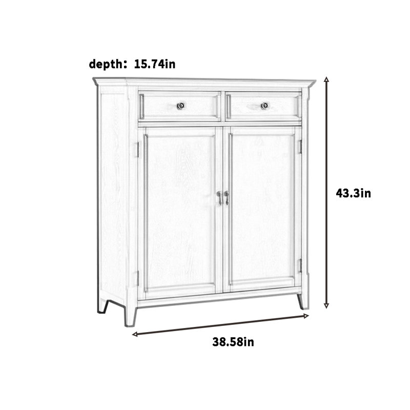 16 Pair Shoe Storage Cabinet, White
