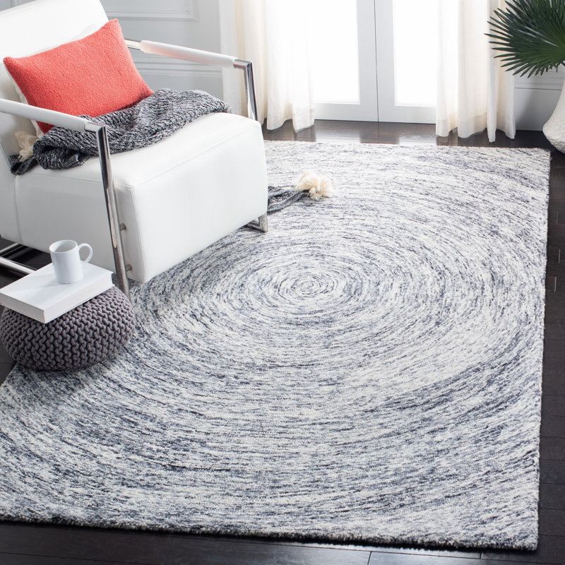 Tapis abstrait en laine touffeté à la main Anglina, Rectangle 9 pi x 12 pi