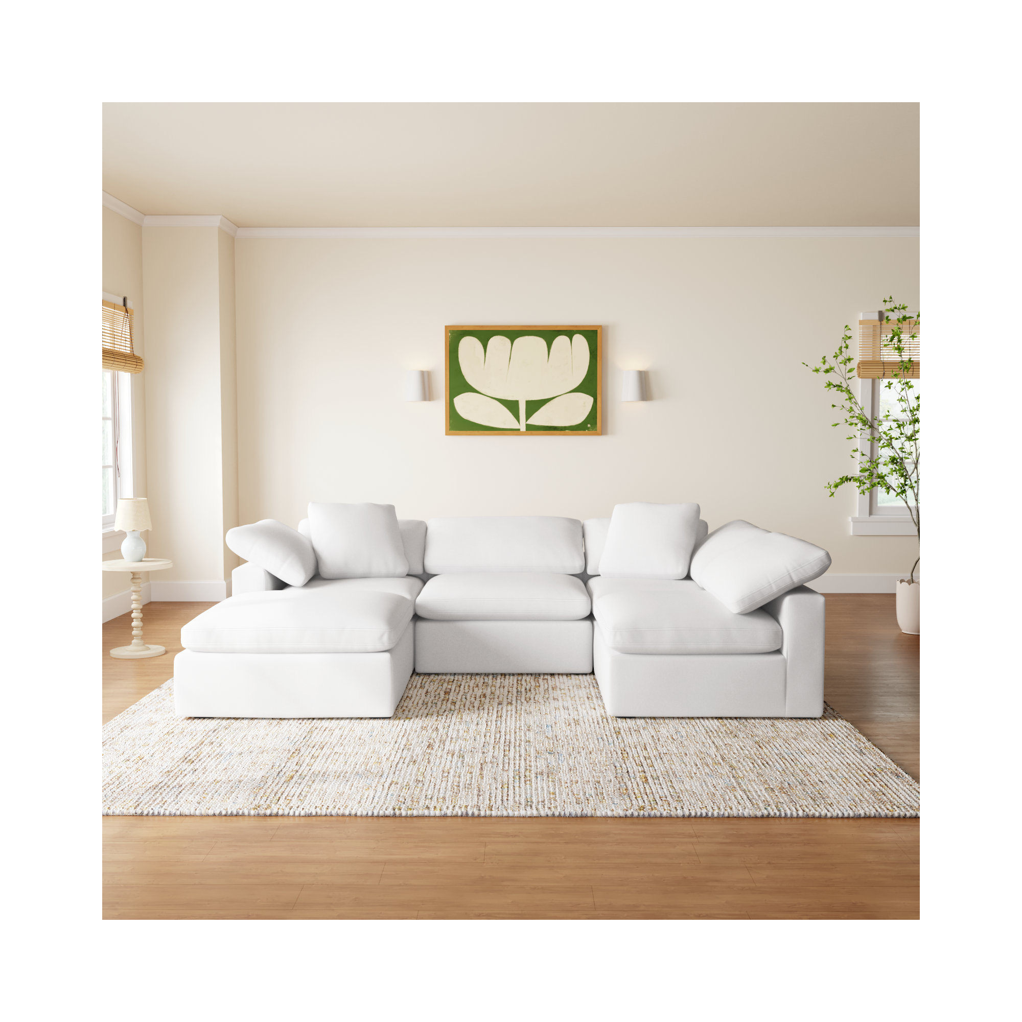 Calana Luxe Modular Sectional, Flannigan Cotton, 5 Piece