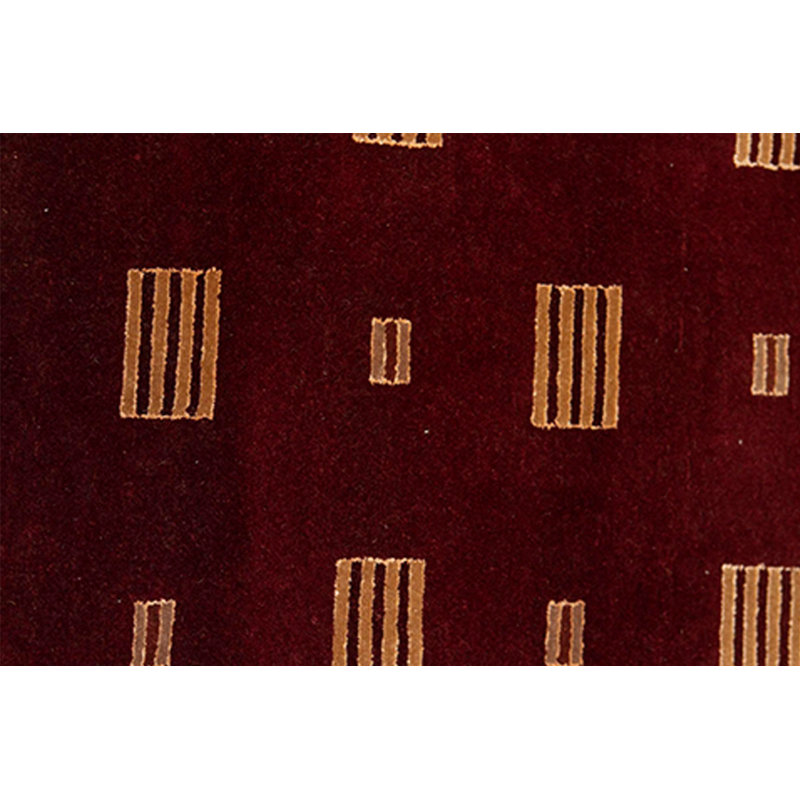 Hand-Knotted High-Quality Wine and Orange Area Rug
