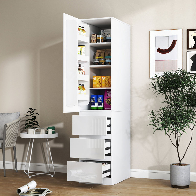 Armoire de rangement pour garde-manger, garde-manger avec portes, tablettes et tiroirs