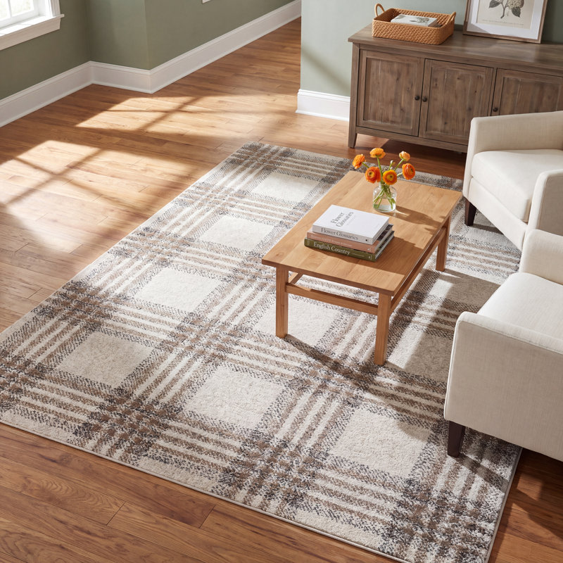 Kage Monte Brown/Gray/Black Classic Plaid Area Rug, Rectangle 5'3" x 7'