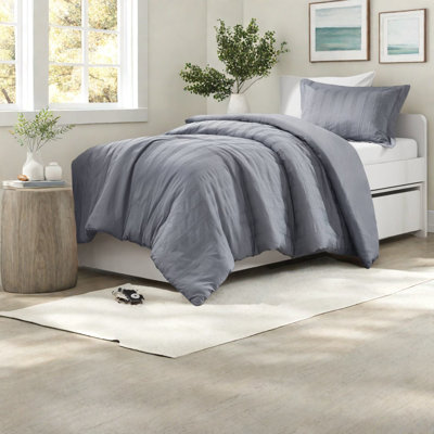 Luxury Grey Polyester Bedding Sets, Modern Style For Dorm And Home Use
