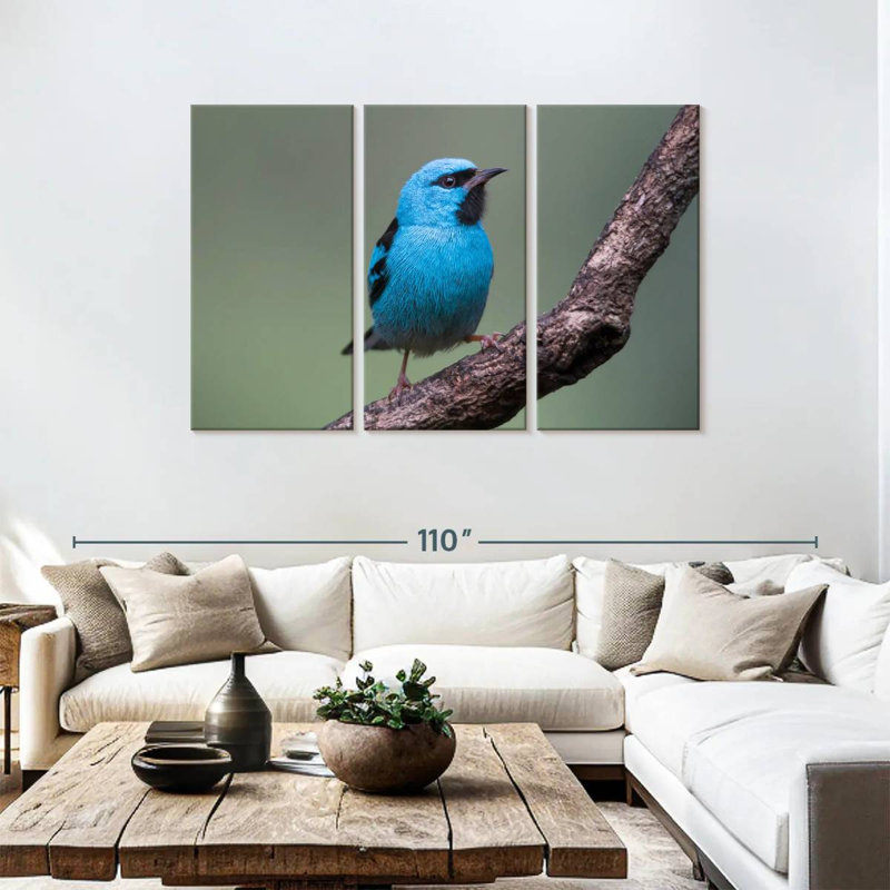 Vivid Blue Bird, 48" H x 74" W