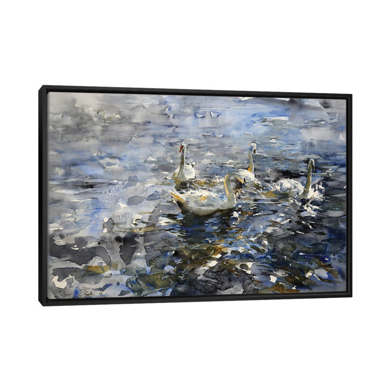The Swan Lake 1 Piece Single Picture Frame and Floater Frame Painting on Canvas