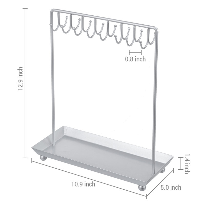 Silver Necklace Jewellery Stand with Tray