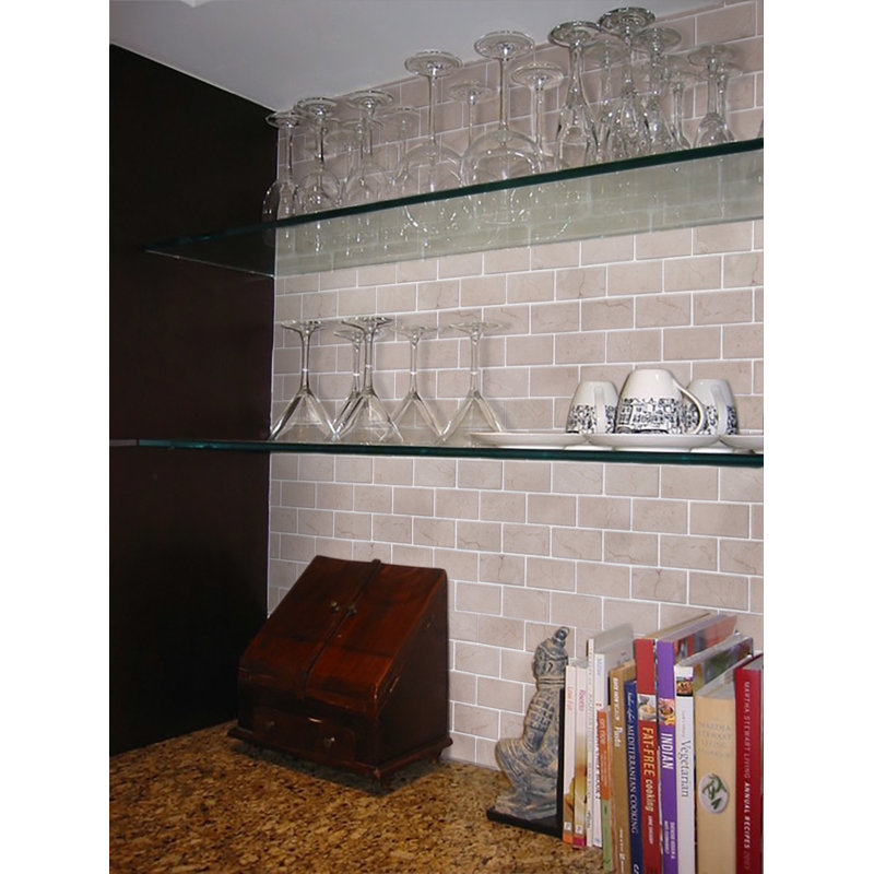12" x 12" Marble Brick Joint Mosaic Wall & Floor Tile, Beige