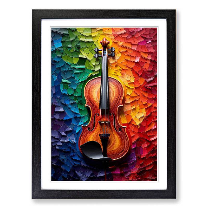 Violin Colour Field - Framed Print, Black, 64cm H x 46cm W x 2cm D