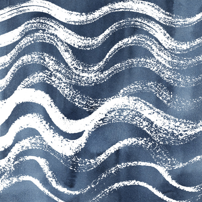 Indigo Ripple IX 1 Piece Wrapped Canvas Painting, 76cm H x 76cm W