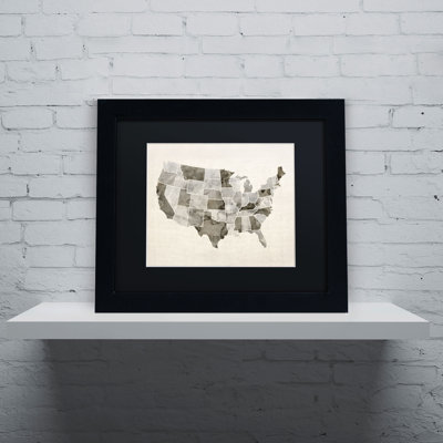 « united states aquarelle map » par michael tompsett, impression encadrée