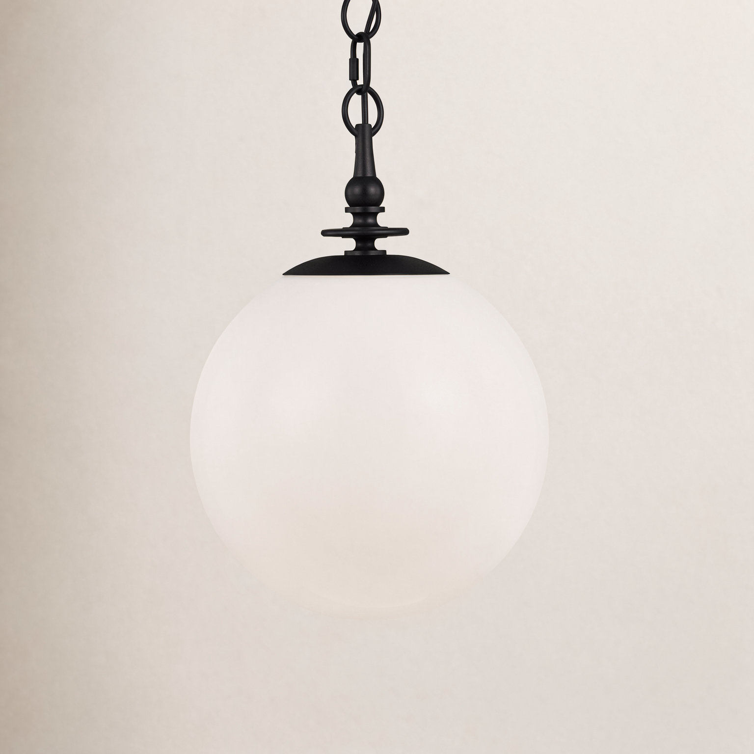 Renatet Single Globe Pendant by Thomas O'Brien, Aged Iron, 20.125" H x 13.75" W x 13.75" D