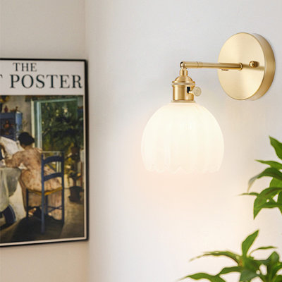 Hardwired Wall Sconce Light, Light Fixture With Tulip Purple Glass Lampshade,Vintage Wall Sconce