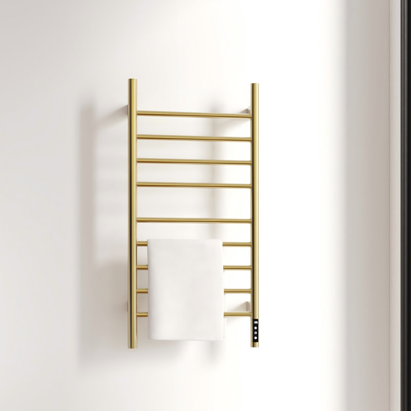 Chauffe-serviettes électrique à 9 barres avec minuterie, Or brossé