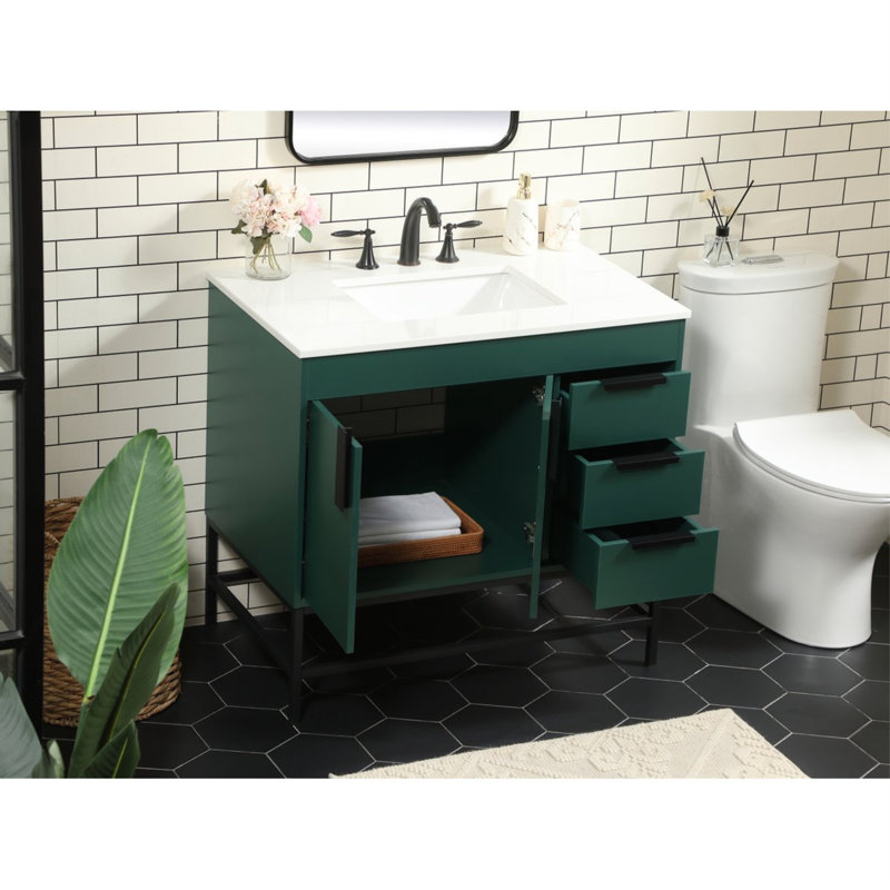 Ensemble de meuble-lavabo simple 36 po Eugene, Vert