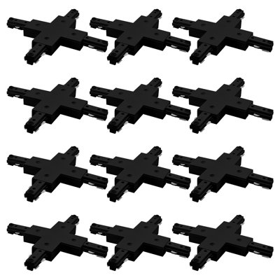 Connecteur d'éclairage en X Luxrite H, connecteur à 4 voies de type H, compatible avec un composant de source d'alimentation à 3 fils 120 V, paquet de 12 noir